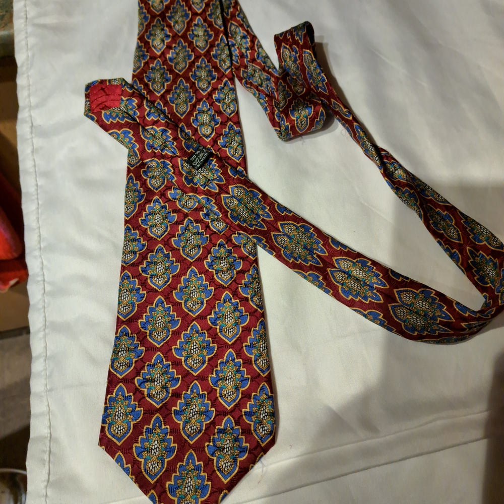 Dior Red and Blue Patterned Tie